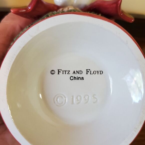Fitz and Floyd Christmas Rose Hand Painted Tea Set 1995 - Picture 8 of 15